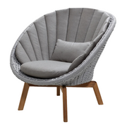 Cane line Peacock lounge chair Light grey, medium flat Cane-line Soft Rope w/teak and Taupe, Cane-line Natté cushion