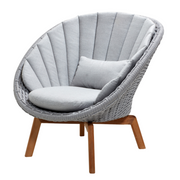 Cane line Peacock lounge chair Light grey, medium flat Cane-line Soft Rope w/teak and Light grey, Cane-line Natté cushion