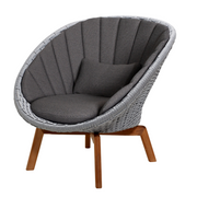 Cane line Peacock lounge chair Light grey, medium flat Cane-line Soft Rope w/teak and Dark grey, Cane-line Focus cushion