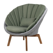 Cane line Peacock lounge chair Light grey, medium flat Cane-line Soft Rope w/teak and Dark green, Cane-line Link cushion
