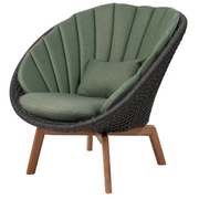 Cane line Peacock lounge chair Dark grey, medium flat Cane-line Soft Rope w/teak and Dark green, Cane-line Link cushion