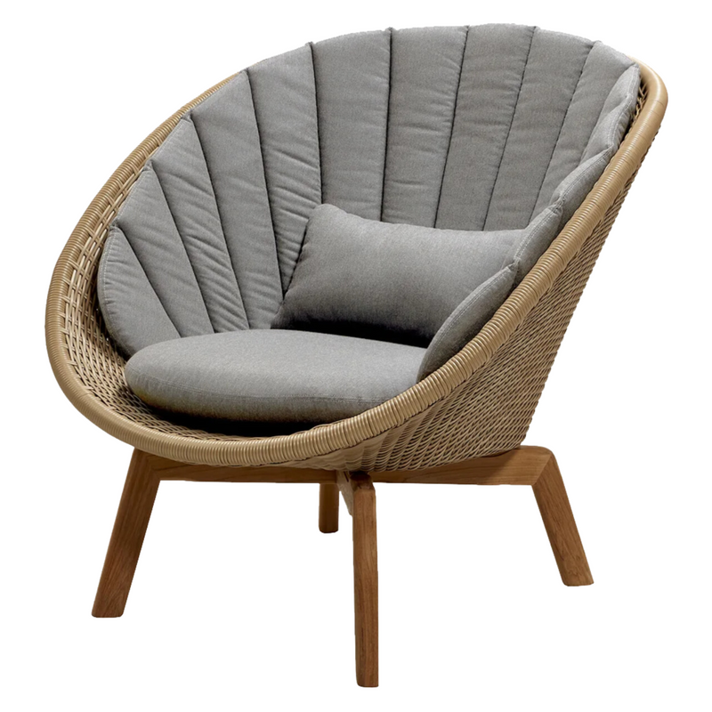 Cane line Peacock lounge chair Natural, large flat Cane-line Weave w/teak and Taupe, Cane-line Natté cushion