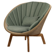 Cane line Peacock lounge chair Natural, large flat Cane-line Weave w/teak and Dark green, Cane-line Link cushion
