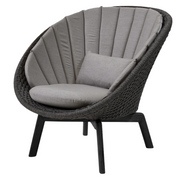 cane line peacock lounge chair ark grey, medium flat Cane-line Soft Rope w/black aluminium and Taupe, Cane-line Natté cushion