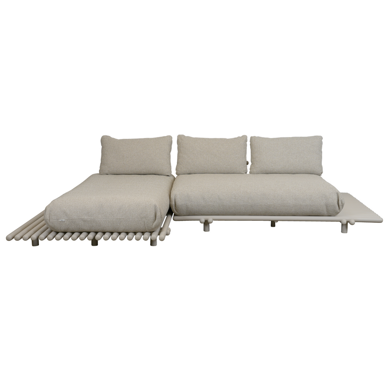 sticks platform sofa w/ chaise lounge Sand aluminium Desert sand Cane-line Rise cushion