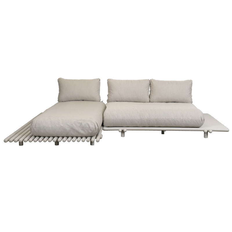 sticks platform sofa w/ chaise lounge Sand aluminium Sand Cane-line Natté cushion