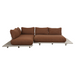 sticks platform corner sofa Sand aluminium Umber brown Cane-line Rise cushion