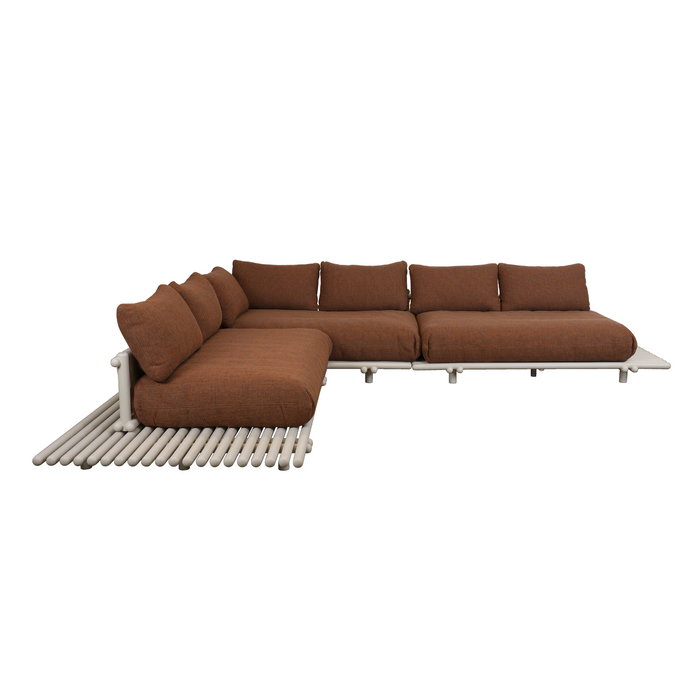 sticks platform corner sofa large Sand aluminium Umber brown Cane-line Rise cushion