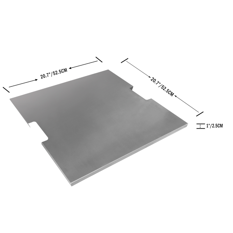 elementi 20.7" square stainless steel outdoor fire pit lid accessories protection OFG103-SS dimensions