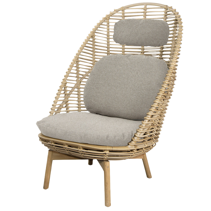 cane line hive highback chair Natural, large round tube Cane-line Weave w/teak with Desert sand, Cane-line Rise cushion