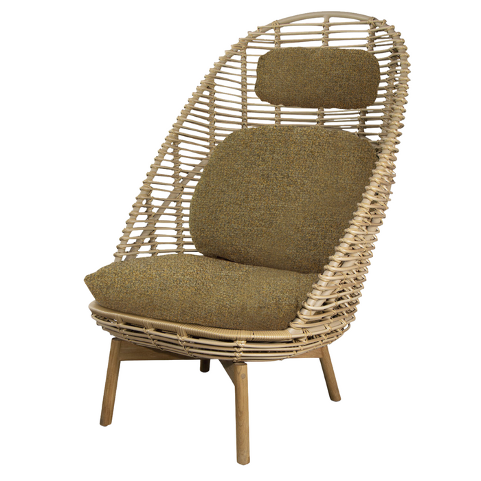 cane line hive highback chair Natural, large round tube Cane-line Weave w/teak with Turmeric yellow, Cane-line Rise cushion