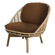 cane line hive lounge chair Natural, large round tube Cane-line Weave w/teak with Umber brown, Cane-line Rise cushion