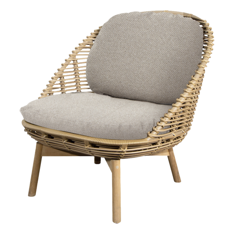 cane line hive lounge chair Natural, large round tube Cane-line Weave w/teak with desert sand, Cane-line Rise cushion