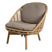 cane line hive lounge chair Natural, large round tube Cane-line Weave w/teak with Taupe, Cane-line AirTouch cushion