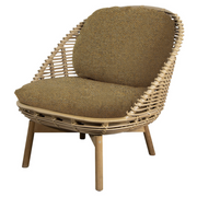 cane line hive lounge chair Natural, large round tube Cane-line Weave w/teak with Turmeric yellow, Cane-line Rise cushion