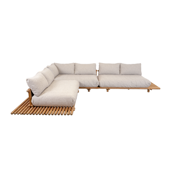 sticks platform corner sofa large Teak Desert sand Cane-line Rise cushion