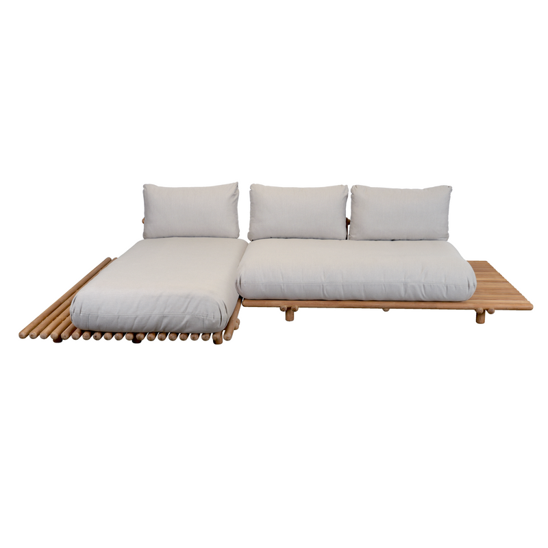 sticks platform sofa w/ chaise lounge Teak Sand Cane-line Natté cushion