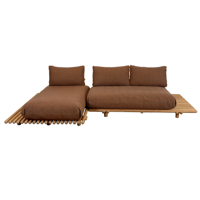 sticks platform sofa w/ chaise lounge Teak Umber brown Cane-line Rise cushion
