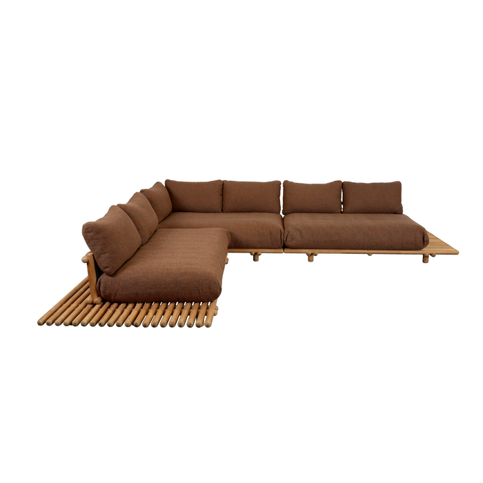 sticks platform corner sofa large Teak Umber brown Cane-line Rise cushion