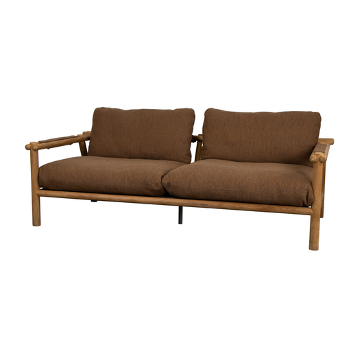 sticks-2-seater-sofa-Teak-sofa-Umber-brown-Cane-line-Rise-cushion